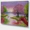 Designart - Romantic Lake in Pink and Green - Extra Large Wall Art Landscape